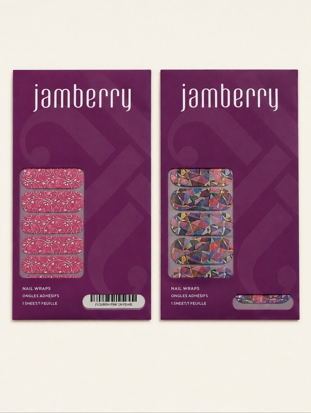 5/$25 Jamberry Art Deco Stained Glass Pink Metallic Scroll Holiday Nail Wraps